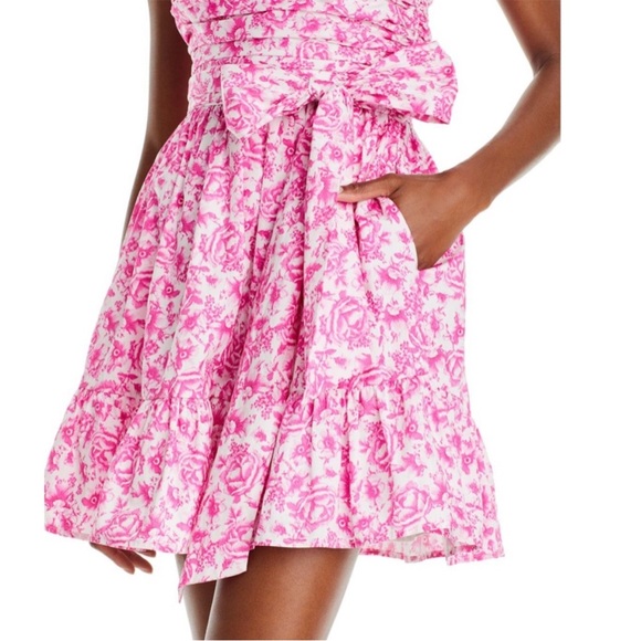 Aqua, Floral Strapless Mini Dress - Picture 2 of 5